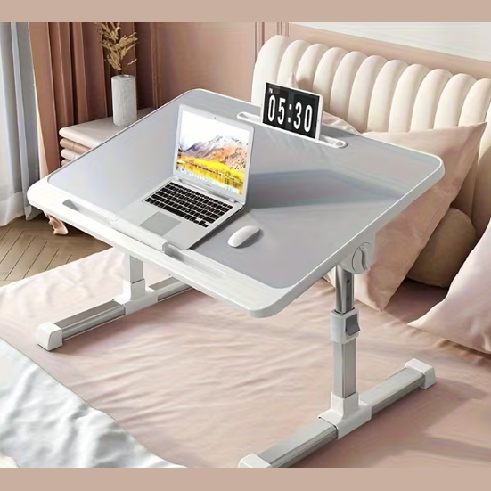 Adjustable Laptop Desk with Slot, Non-Slip Strip and Drawer, Multi-Function Folding Study Desk, Portable Bed Tray for Writing, Office and Lazy Laptop Table, Made of Wood Fiber Material