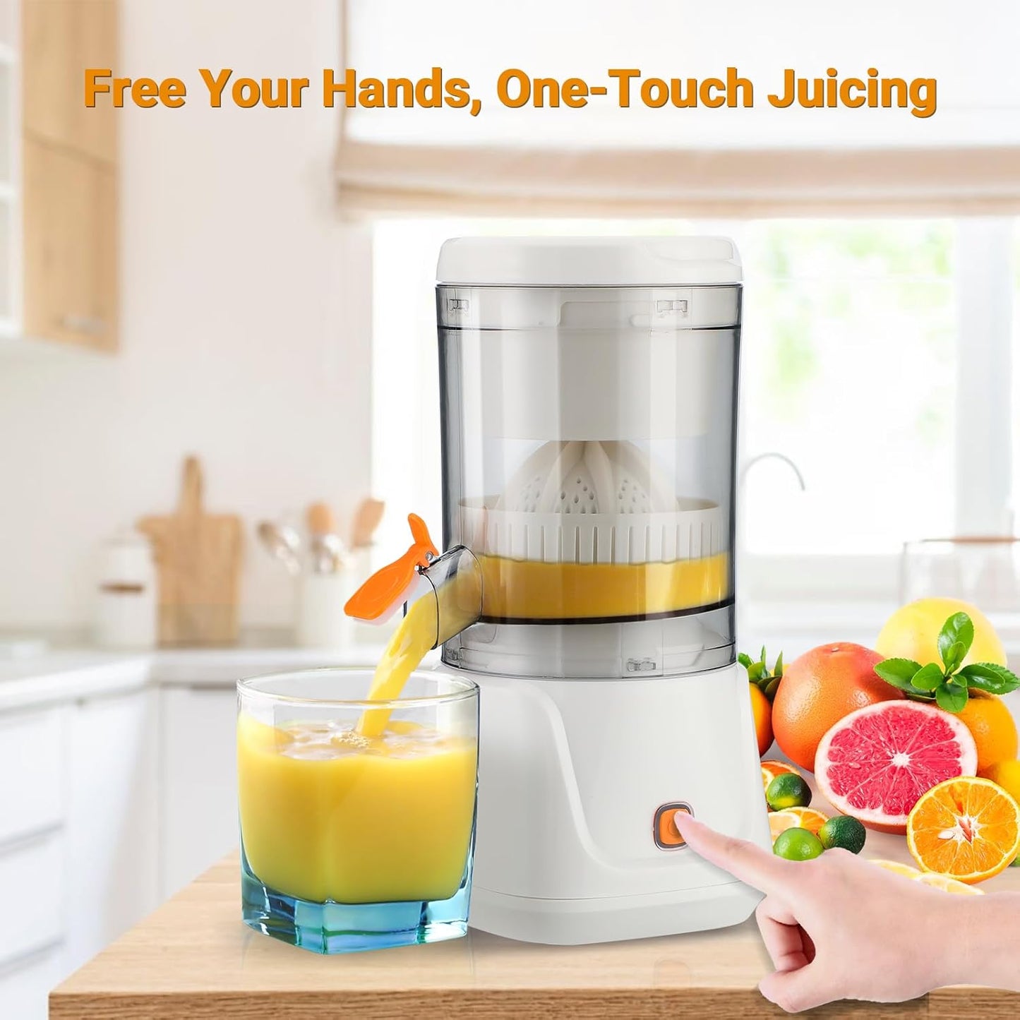 Electric Citrus Juicer Portable Orange Squeezer USB Charging for Lemon Lime Grapefruit Juice, suitable for Travel gym Picnic Camping Kitchen White