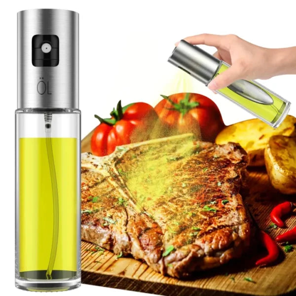 Stainless Steel 100ml Edible Oil Spray Bottle for Cooking Baking BBQ and Salads Eco Friendly Leakproof Design