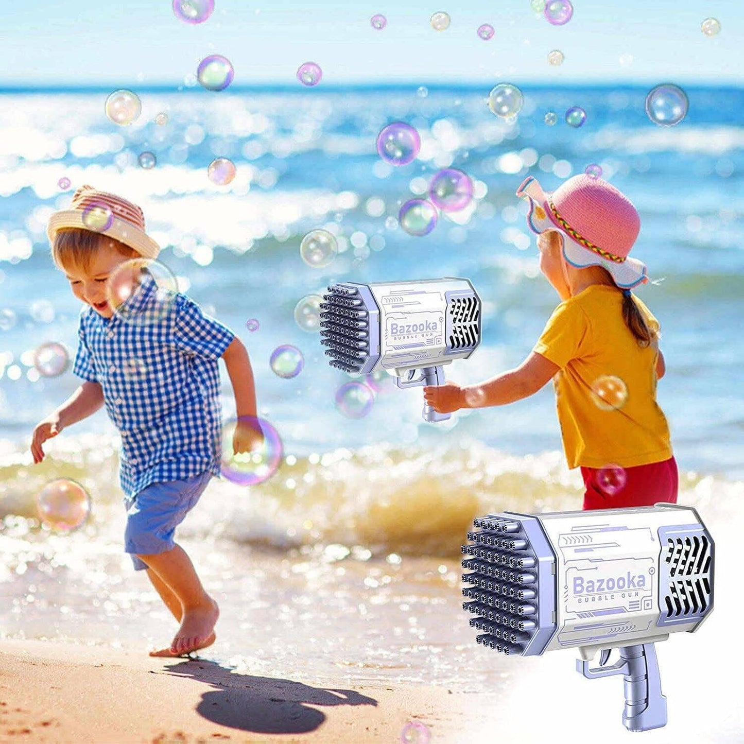 36 Holes Bazooka Colorful Bubble Machine Gun- Pink