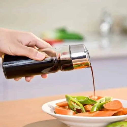 Glass Olive Oil Vinegar Salt Pepper  Oil Vinegar Dispenser Shakers Cruet Set with Stand Spice Bottle Glass Stainless Steel