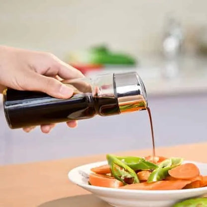 Glass Olive Oil Vinegar Salt Pepper  Oil Vinegar Dispenser Shakers Cruet Set with Stand Spice Bottle Glass Stainless Steel