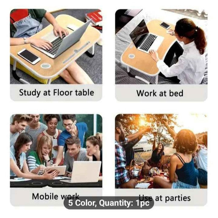 Portable Wood Laptop Table for Bed | Folding Desk for Gaming and Office Work