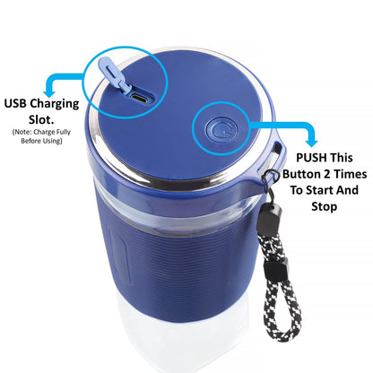 KLP 4 Blade Juicer Blender I 450 ML Electric Juicer Machine I Portable Blender For Smoothie And Juices I USB Juicer With Silicone Rubber Grip