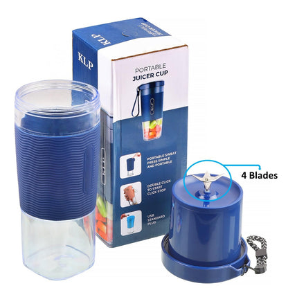 KLP 4 Blade Juicer Blender I 450 ML Electric Juicer Machine I Portable Blender For Smoothie And Juices I USB Juicer With Silicone Rubber Grip