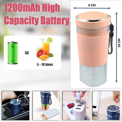 KLP 4 Blade Juicer Blender I 450 ML Electric Juicer Machine I Portable Blender For Smoothie And Juices I USB Juicer With Silicone Rubber Grip