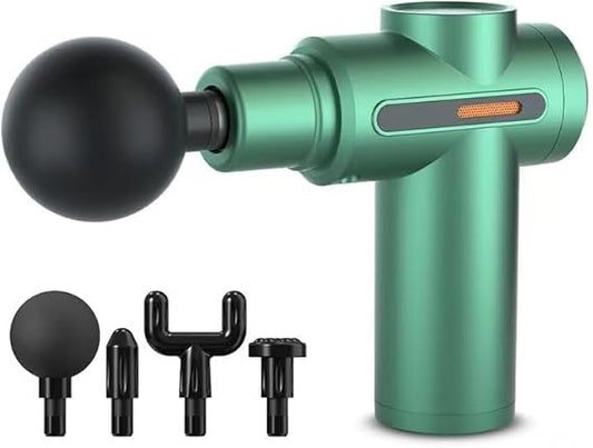 Massage Gun Deep Tissue, Handheld Electric Muscle Massager, High Intensity Percussion Massage Device for Pain Relief with 4 Attachments (Green)