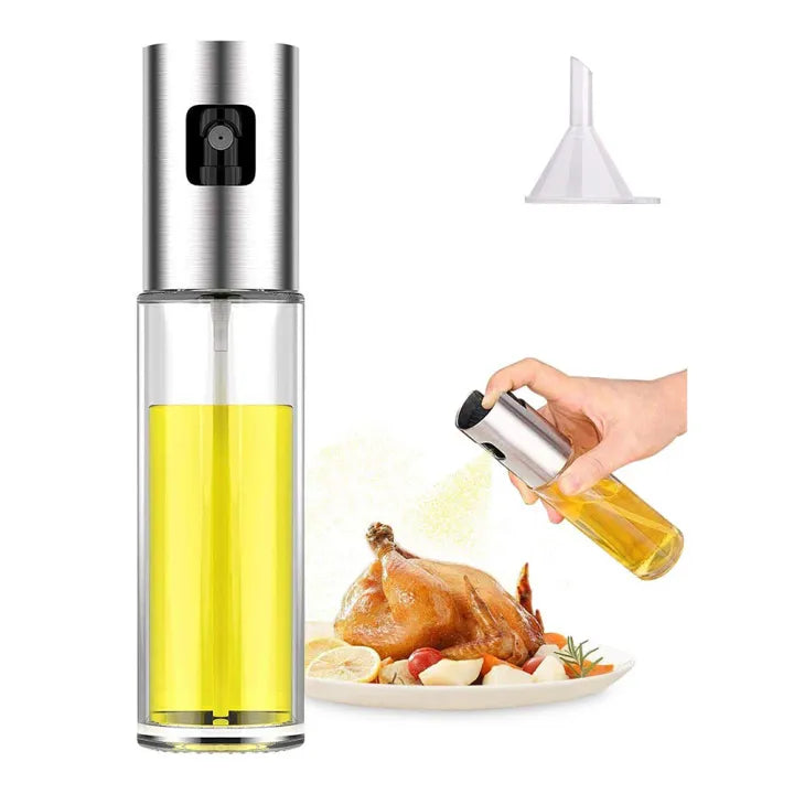 Stainless Steel 100ml Edible Oil Spray Bottle for Cooking Baking BBQ and Salads Eco Friendly Leakproof Design