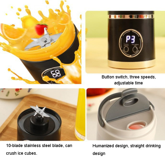 USB Portable Electric Juicer 10 Blades and a Capacity of 450ml Large Capacity Milk and Fruit Juicer Mixer Machine Blender