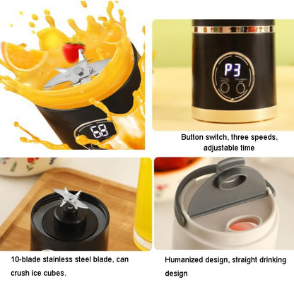 USB Portable Electric Juicer 10 Blades and a Capacity of 450ml Large Capacity Milk and Fruit Juicer Mixer Machine Blender