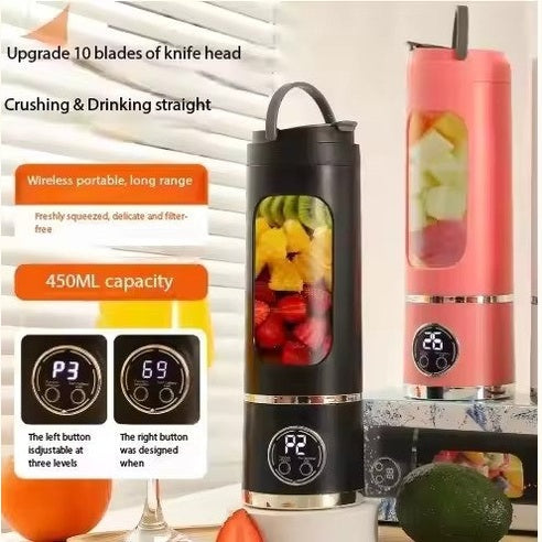 USB Portable Electric Juicer 10 Blades and a Capacity of 450ml Large Capacity Milk and Fruit Juicer Mixer Machine Blender