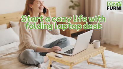 Wooden Laptop Table for Bed & Sofa with Built-in Cooling Fan – Portable & Adjustable